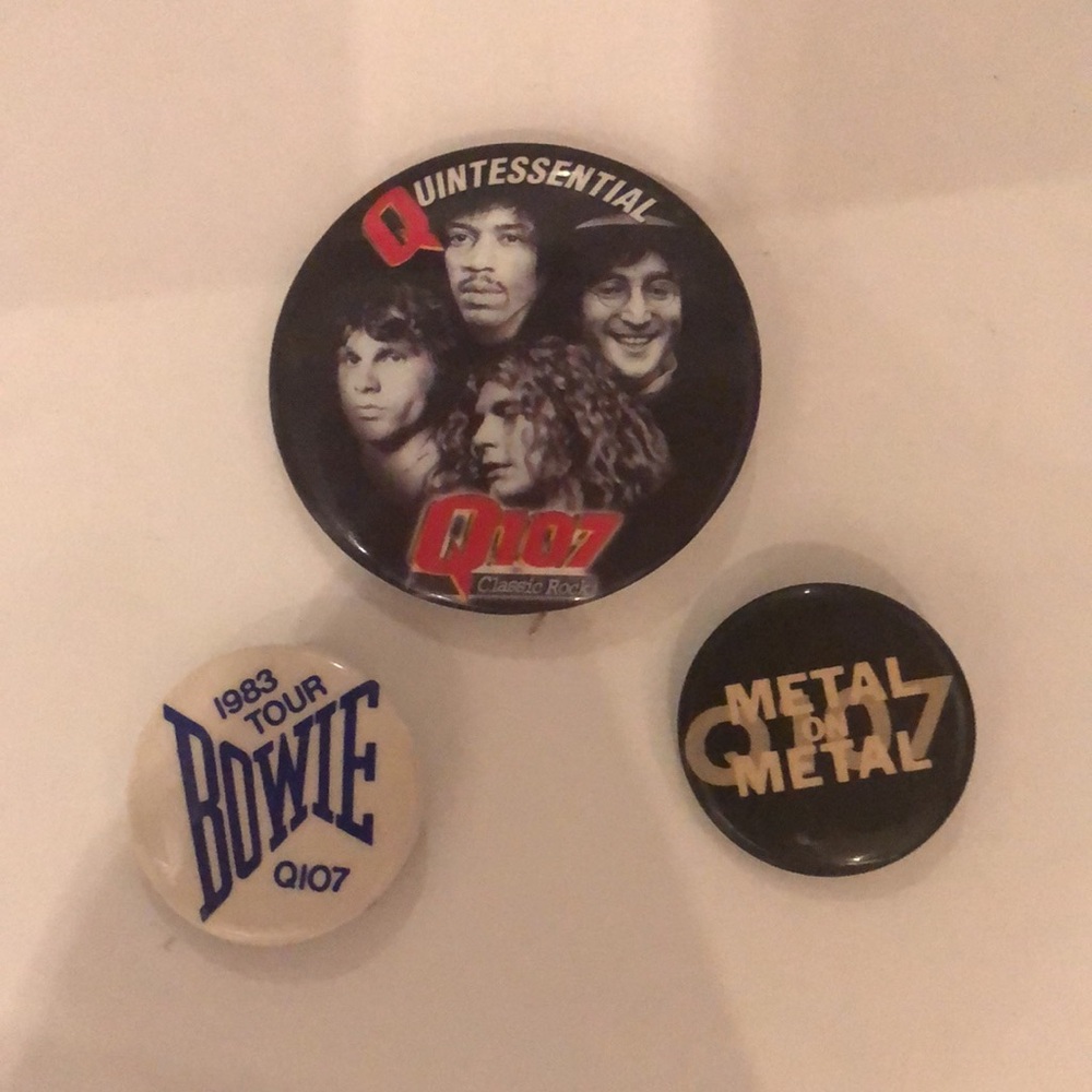 3/$40 Q107 Classic Rock Button Pins